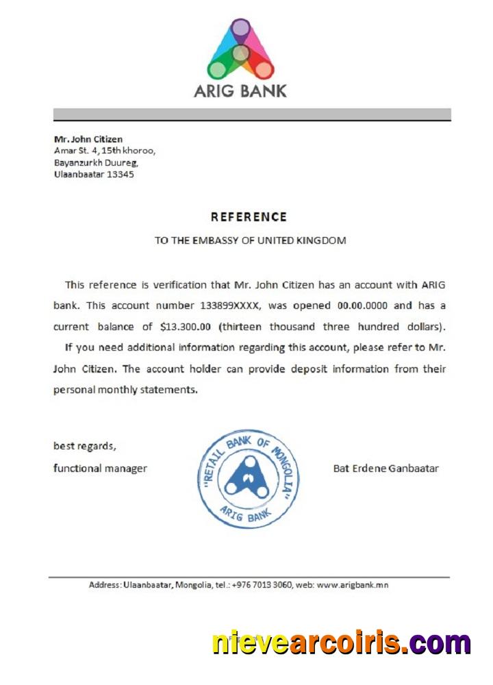 Mongolia Arig bank reference